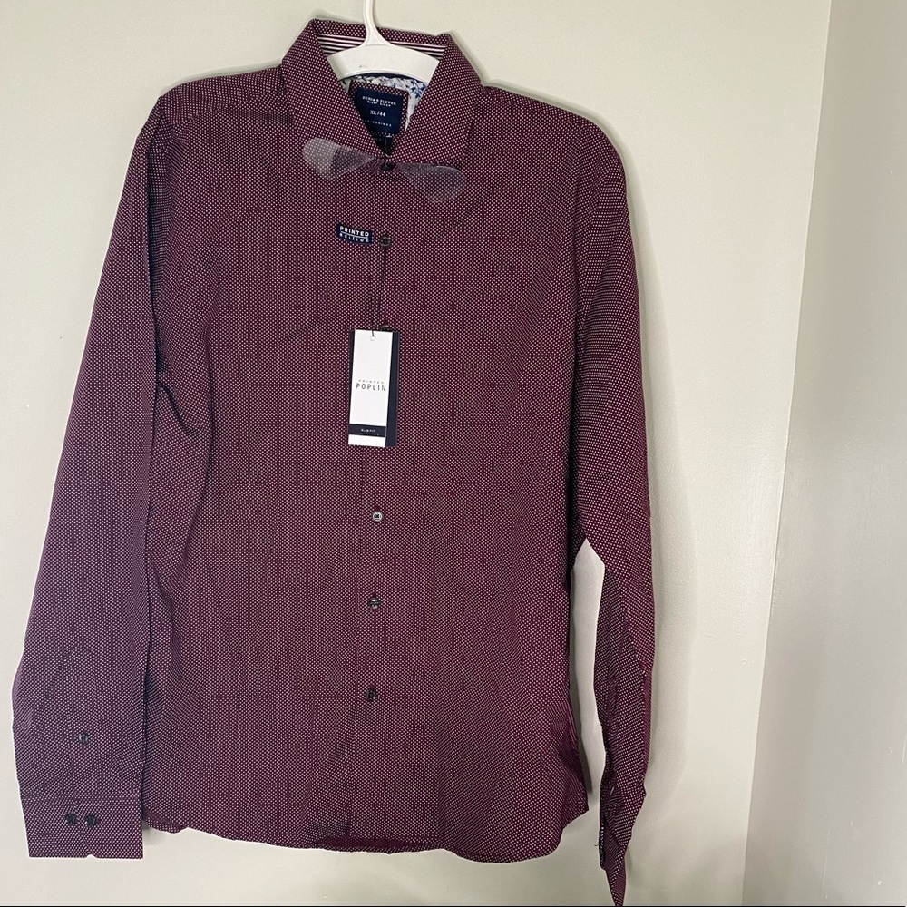 Denim & Flower Men’s Maroon Polka Dot Shirt
